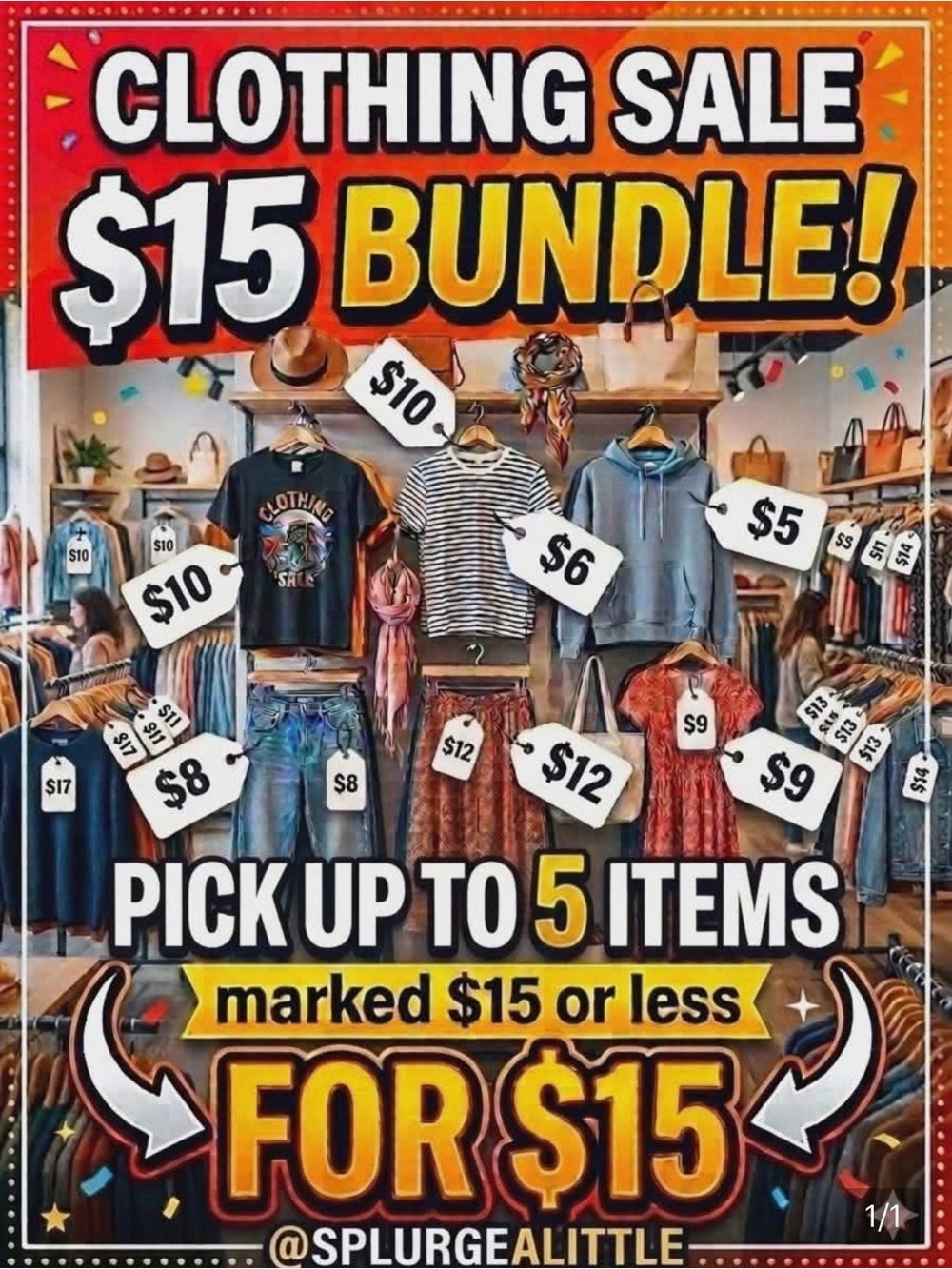 Buy Up To 5 Items that are $15 and under and I will send you an offer for $15
